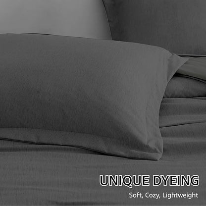 Monbix California King Comforter Set - 7 Pieces Cationic Dyeing Dark Grey Bed in a Bag Cal King Bed Sets with Comforter, Sheets, Pillowcases & Shams, Reversible Bedding Comforters Sets