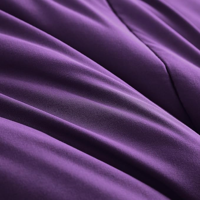 Maple&Stone Purple Comforter Set Full, 7 Pieces Bed in a Bag - Down Alternative Bed Set with Comforter, Sheets, Pillowcases & Shams, All Season Lightweight Bedding Set, Purple