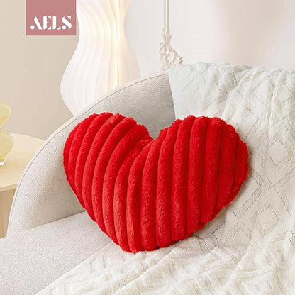 AELS Heart Shaped Pillow, Heart Decorative Throw Pillows, Faux Fur Love Pillows, Cute Valentines Day Decorations, Wedding Decor, Living Room Bedroom Nursery Decor, Red, L