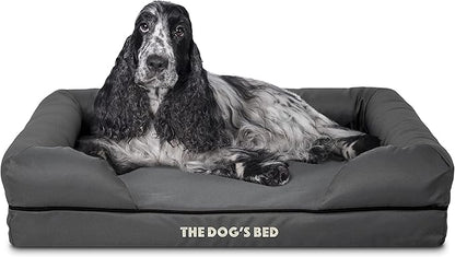 The Dog’s Bed Orthopedic Memory Foam Dog Bed with Bolsters, Oxford Fabric, Grey with Black Trim, M