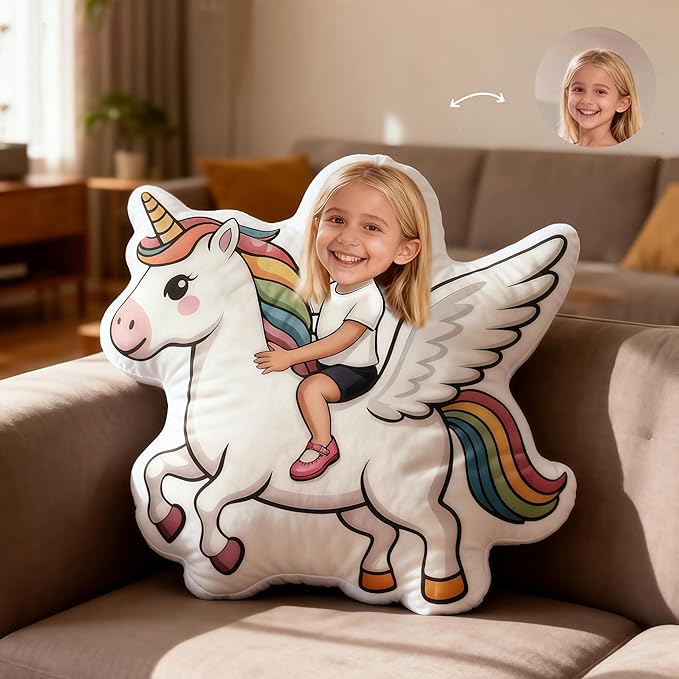 LOVELYPOD Personalized Kid Unicorn Pillow, Little Girl Pillow, Custom Unicorn Girl Pillows, for Kids, Kids Birthday Gifts