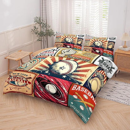 Tailor Shop Baseball Boys Comforter Sets King Size,Cat Baseball Sets for Boys Kids Teens with 2 Pillowcase……