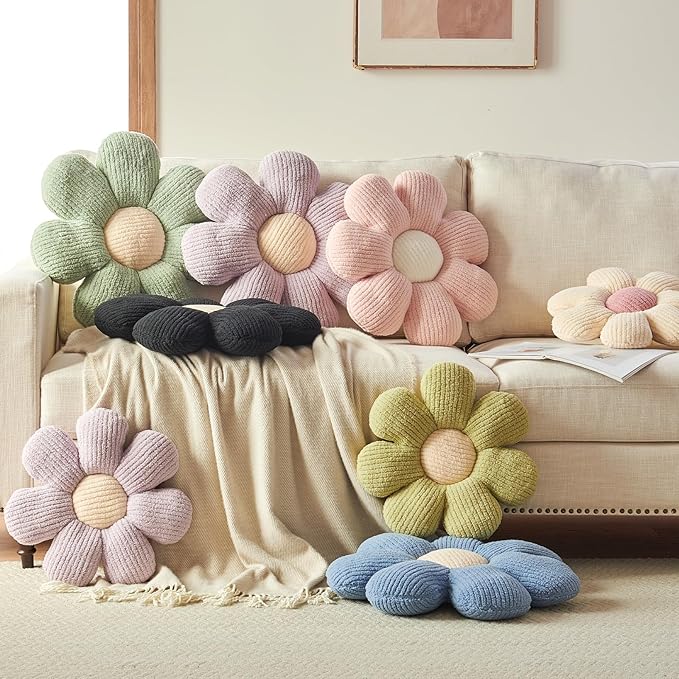 Xuyier Flower Shaped Throw Pillow,Soft Daisy Pillow with Decorative Pillows for Bed Couch Chair Floor, Flower Plush Pillows for Living Room Bed Room Seat Cushion(19.6" Pink)
