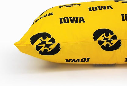College Covers Everything Comfy Iowa Hawkeyes Pillowcase Pair, King, 20" x 40", Includes 2 King Pillowcases