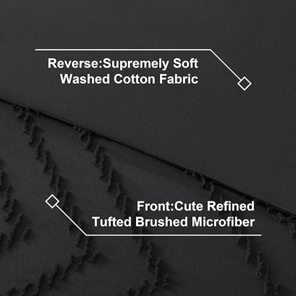 Litanika Oversized King Size Comforter Set with Sheets Black - 7 Pieces Bed in a Bag Oversized King Boho Tufted Complete Bedding Sets with Comforter, Sheets, Pillowcases & Shams