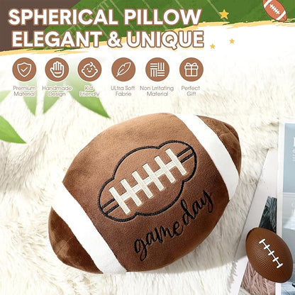 Yousoontic Football Plush Throw Pillow 11.8 Inch Fluffy Durable Stuffed Football Pillow for Room Decoration Cute Rugby Shaped Cushions for Bedroom Nursery Room Decoration Soft Sports Ball
