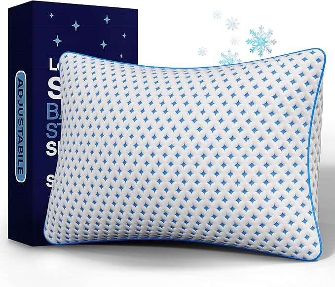 Memory Foam Pillow – Adjustable Loft Cooling Pillow Queen Size 1 Pack for Sleeping, Firm, Supportive, and Breathable Design for Hot, Side, Back, and Stomach Sleepers