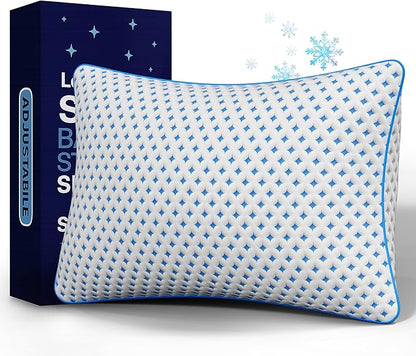 Memory Foam Pillow – Adjustable Loft Cooling Pillow Queen Size 1 Pack for Sleeping, Firm, Supportive, and Breathable Design for Hot, Side, Back, and Stomach Sleepers