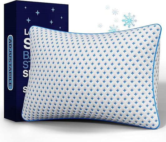 Memory Foam Pillow – Adjustable Loft Cooling Pillow Queen Size 1 Pack for Sleeping, Firm, Supportive, and Breathable Design for Hot, Side, Back, and Stomach Sleepers
