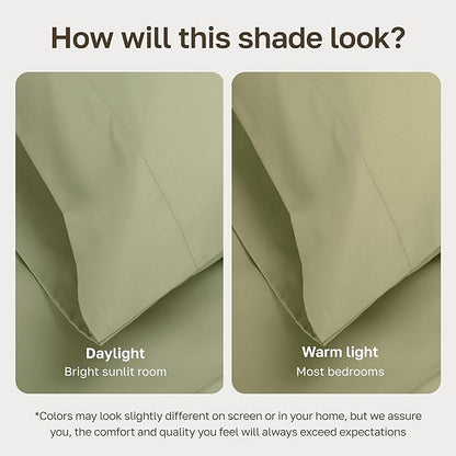 California Design Den Thick and Natural 100% Cotton Bedsheets Queen Size Bed Set - 1000 Thread Count Sheets Queen, Sateen, Deep Pockets, Durable Bedding Set - Sage Green
