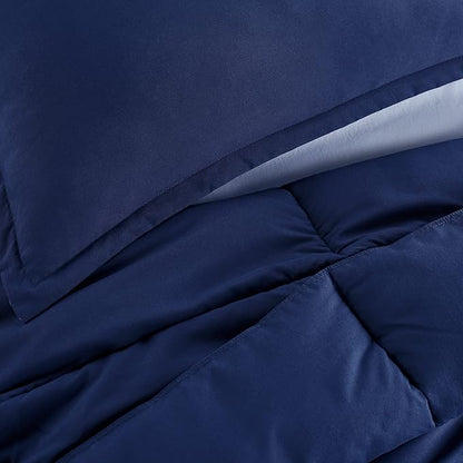 SERTA Simply Clean Ultra Soft Hypoallergenic Solid 3 Piece Comforter Set, King, Navy