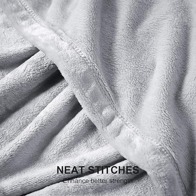 Hansleep Fleece Light Grey Full Blanket, Super Soft Flannel Fuzzy Plush Cozy Blanket for All Seasons, Light Grey, Full 84x90 Inches