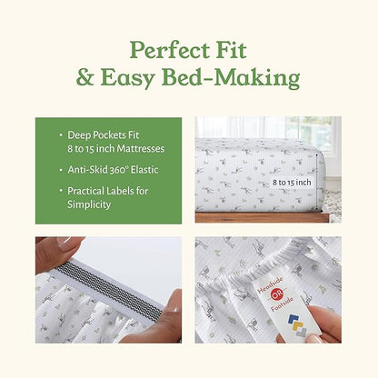 California Design Den Printed Sheets King Size Set - 100% Organic Cotton, Soft and Crisp Percale, Durable Deep Pocket King Sheets & Pillowcase Set - Llama