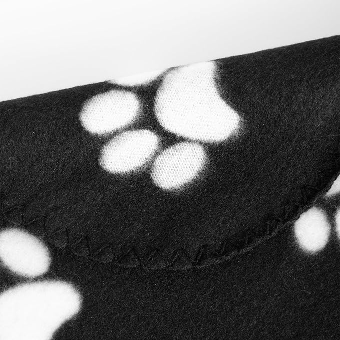 CAI TENG 3 Pack Pet Blankets for Small Dogs Dog Blanket 21x30 Inch Soft Pet Fleece Blanket Warm Puppy Essentials for Bed Cute Paw Printed Throw Dog Black