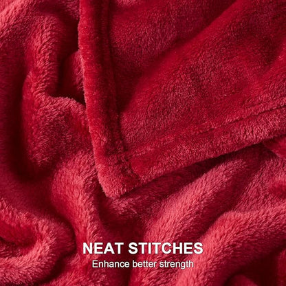 Hansleep Fleece Red Full Blanket, Super Soft Flannel Fuzzy Plush Cozy Blanket for All Seasons, Red, Full 84x90 Inches