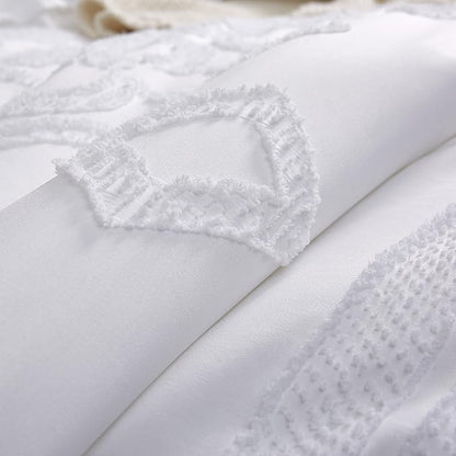 Boho King Size Comforter Set White 3 Pieces Tufted Tassel King Comforter Set Prime Lightweight Down Comforter King Size White Farmhouse Boho Bedding Shabby Chic Fluffy Comforter Bed Set Gift Choice