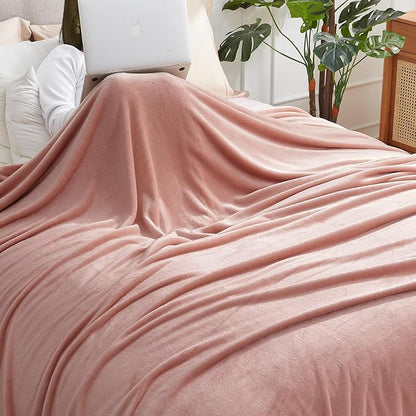 Hansleep Fleece Dusty Pink Throw XL Blanket, Super Soft Flannel Fuzzy Plush Cozy Blanket for All Seasons, Dusty Pink, Throw XL 50x70 Inches