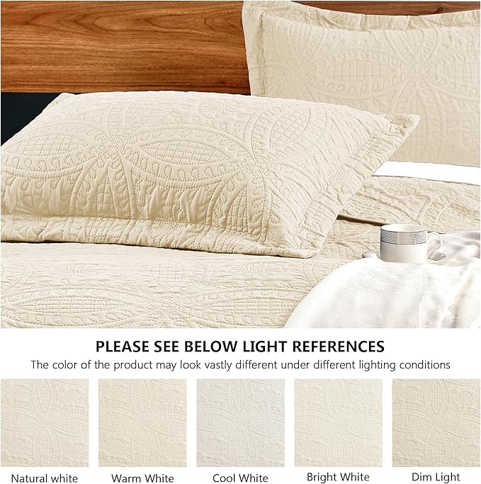 Love's cabin King Size Quilt Bedding Set Beige Bedspreads - Bed Summer Lightweight Bedspread Comforter - Coin Pattern Bedding Coverlet for All Season - 3 Pieces (1 Quilt, 2 Pillow Shams)
