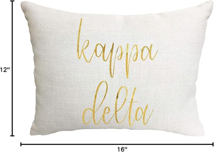 Sorority Shop Kappa Delta Pillow – Gold Script Design, 12" x 16" Lumbar Pillow Sorority