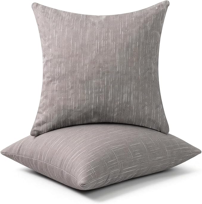 Decorative Couch Pillow Covers SofaThrow pillows with inserts included Bohemian-Style Country Cushion Cover Suitable for Beds, Sofas, Living Rooms, and Home Decor 2pack 18X18 inch.(Metallic Gray)
