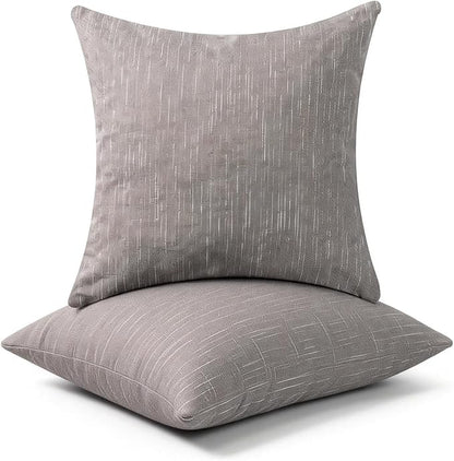 Decorative Couch Pillow Covers SofaThrow pillows with inserts included Bohemian-Style Country Cushion Cover Suitable for Beds, Sofas, Living Rooms, and Home Decor 2pack 18X18 inch.(Metallic Gray)