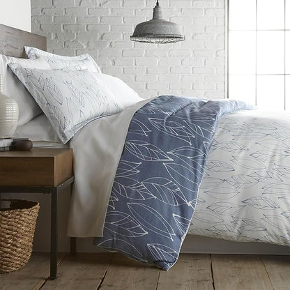Southshore Fine Living, Inc. Modern Foliage Collection - Full/Queen Bed Comforter Set, Premium Quality, All-Season Down Alternative, Easy Care, Oversized 3-Piece Comforter Set, Full/Queen, Blue