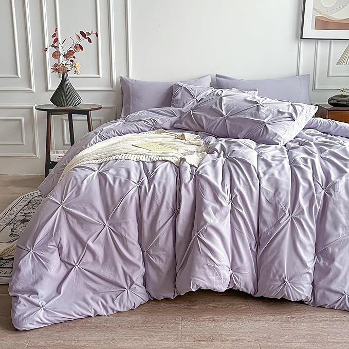 Maple&Stone Lavender Comforter Set Queen, 7 Pieces Bed in a Bag Queen Light Purple, Lavender Bedding Sets with Comforter, Sheets, Pillowcases & Shams - Lilac Purple