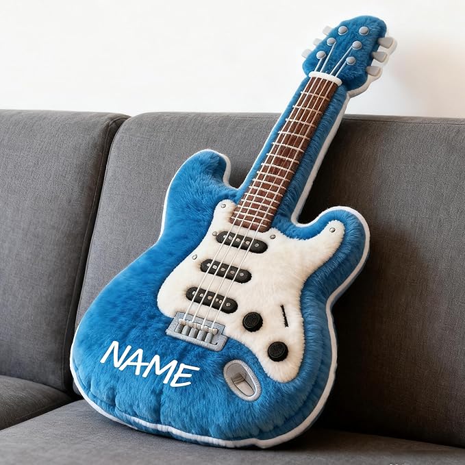 Customized Guitar Shaped Pillow Personalized Double-Sided Printed Cute Pillow Customized Christmas Party Commemorative Gift Sofa Decorative for Boys and Girls 8-32in