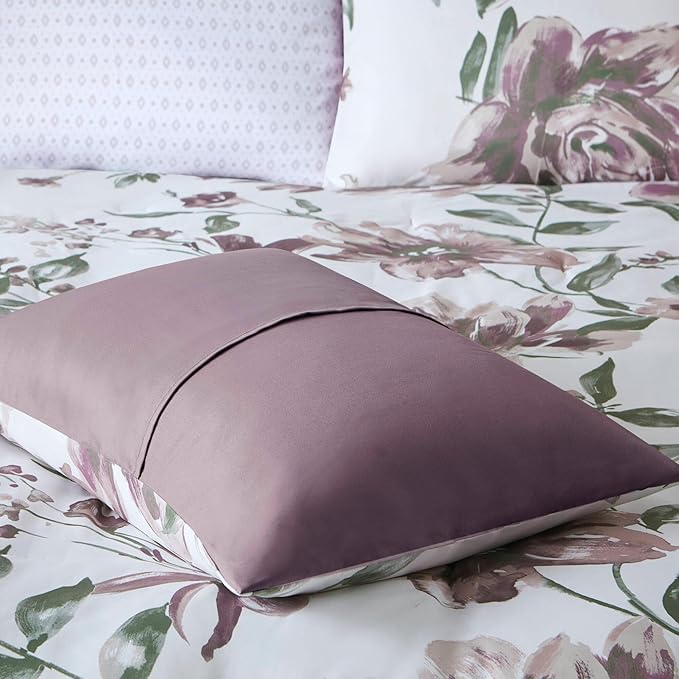 Madison Park Cal King Comforter Set with Sheets, Floral Print, Microfiber Comforter for a King-Size Bed, Shabby Chic Bed in a Bag Set Diamond Printed Sheet, Alice, Cal King Mauve 7 Piece