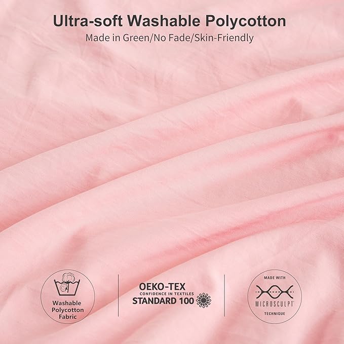 Ultra-Soft Blush Light Pink Comforter Set Full Size for Girls Women - Cozy PolyCotton - 1 Down Alternative Comforter & 2 Pillowcase - All Season Lightweight Comfy Bed Blanket Bedspreads Quilt