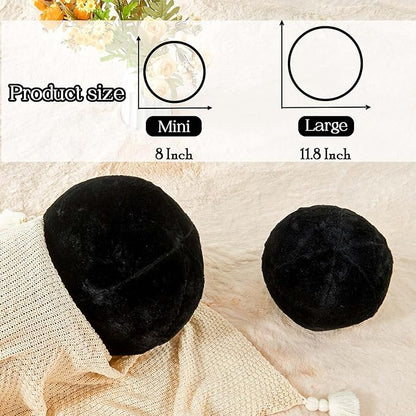Uvvyui Black Ball Pillow, 11.8" Cute Round Throw Pillow Faux Rabbit Fur Room Decorative Throw Pillow, Ball Shaped Pillow Plush Cushion for Couch, Sofa, Bedroom