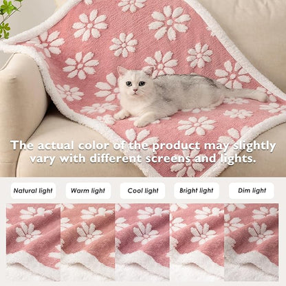 Waterproof Blanket for Dog Puppy Cat, Cute 3D Textured Flower Dog Blanket for Bed Couch Sofa, Soft Liquid Pee Proof Furniture Protector, 30"x40", Pink