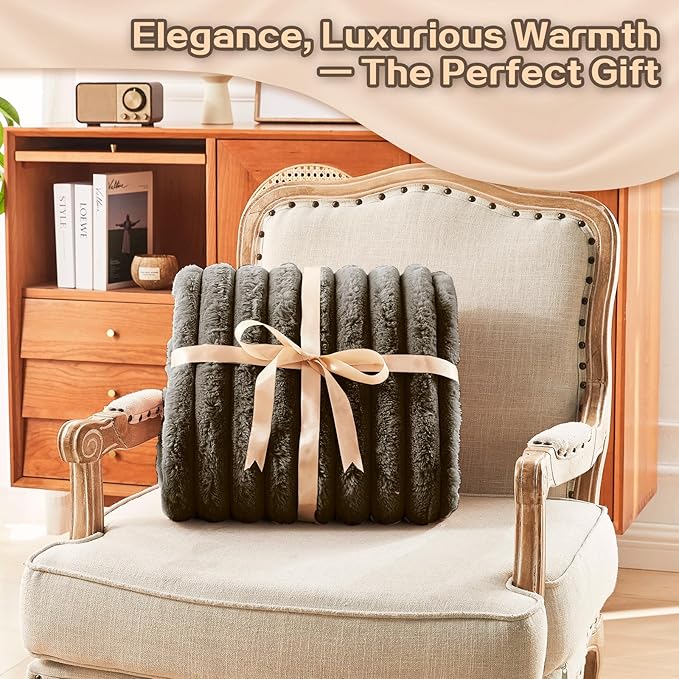 Heated Blanket Electric Throw 50″x60 ″Inch - Thick Striped Flannel Electric Blanket,10 Heating Levels, 1-12 Hours Auto Off, Fast Heating Heating Blanket with Overheat Protection.