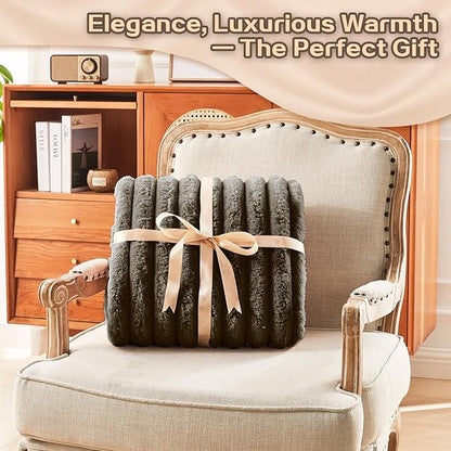 Heated Blanket Electric Throw 50″x60 ″Inch - Thick Striped Flannel Electric Blanket,10 Heating Levels, 1-12 Hours Auto Off, Fast Heating Heating Blanket with Overheat Protection.