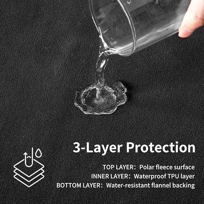 QiyI Waterproof Blanket for Bed Couch Sofa, Small Washable Reversible & Reusable Pet Dog Cat Throw Blanket, Leakproof Stain Resistant Sofa Cover, 40"x60", Black/Light Grey