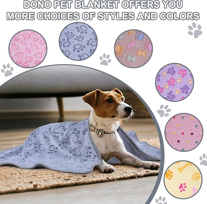 Dono 1 Pack 3 Dog Blankets, Soft Fluffy Fleece Pet Blanket Warm Sleep Mat Paw Print Design Puppy Kitten Throw Blankets Doggy Blanket for Dogs