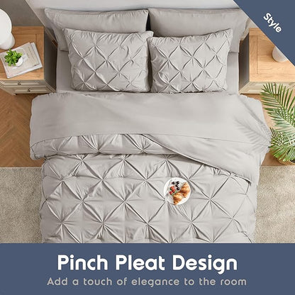 Nestl 7 Piece Comforter Set - Pinch Pleated Bedding Set, All Season Bed in a Bag, Full Size Bed Sheets and Comforter Set with Pillowcases and Shams