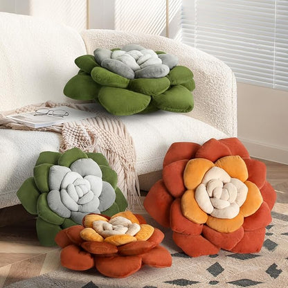 Flower Throw Pillow - 13.8" Plant Shaped Cushion, Soft Plush Decorative Pillow for Bedroom & Living Room, Unique Purple Design, Home Decor Accen