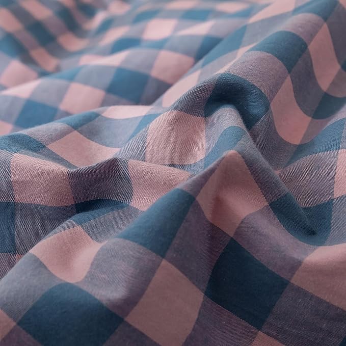 HighBuy Full Size Comforter Set Purple Gingham Bedding Set 3 Pieces for All Season,Modern Chic Plaid Checkered Pattern Comforter Set Breathable Fluffy,Plaid Grid Comforter with 2 Pillowcases