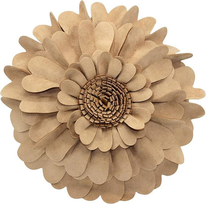 Contempo Lifestyles Flower Pillow – Decorative Pillow 3D Round Throw Pillows for Home Décor – Handmade Sweetheart Flower Pillow for Bed & Couch-Sunflower Pillow - 16 Inch Latte