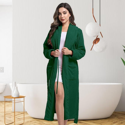 Women's Shawl Collar Bathrobe, Soft Long Towel Robes for Women - Super Absorbent Quick Dry yet Warm