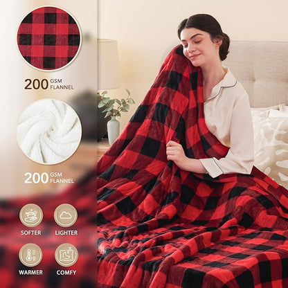 Homemate Electric Blanket Heated Twin Size - 62“x84“ Ultra Soft Cozy Flannel Heating Blanket with 10 Fast Heat Levels 8 Hours Auto Off Over-Heated Protection ETL Certification Keep Warm in Home