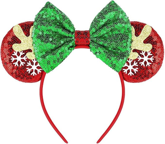 Mouse Ear Headbands,Sparkle Mouse Ears Headband for Women Girls Cartoon Princess Costume Cosplay Decoration (TG-Rudolph)
