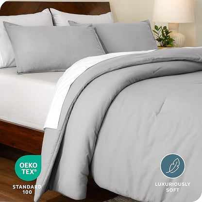 Bare Home Comforter Set - Twin/Twin Extra Long - Ultra-Soft - Goose Down Alternative - Premium 1800 Series - All Season Warmth Comforter (Twin/Twin XL, Light Grey)
