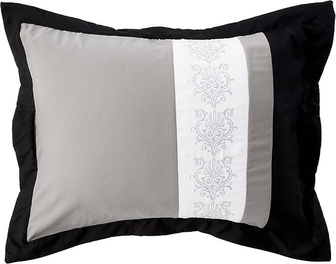 Chic Home 8-Piece Embroidery Comforter Set, Queen, Livingston Black