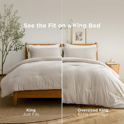Bedsure King Size Comforter Set - Beige King Comforter Set, Soft Bedding for All Seasons, Cationic Dyed Bedding Set, 3 Pieces, 1 Comforter (104"x90") and 2 Pillow Shams (20"x36"+2")