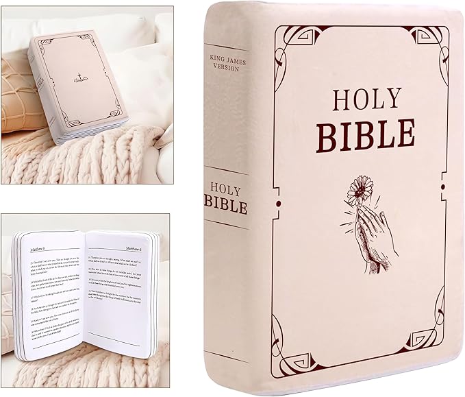 Holy Bible Pillow，Christian Gifts，Bible Plush，Cozy Faith Bible Pillow, Decoration for Bedrooms, Living Rooms (Pink)