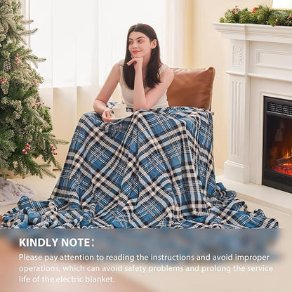 Homemate Electric Blanket Heated Twin Size - 62“x84“ Ultra Soft Cozy Flannel Heating Blanket with 10 Fast Heat Levels 8 Hours Auto Off Over-Heated Protection ETL Certification Keep Warm in Home