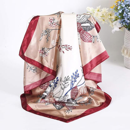 AWAYTR 35” Satin Large Square Head Scarves - 4PCS Silk Like Neck Scarf Hair Sleeping Wraps Satin Silk Scarfs for Women
