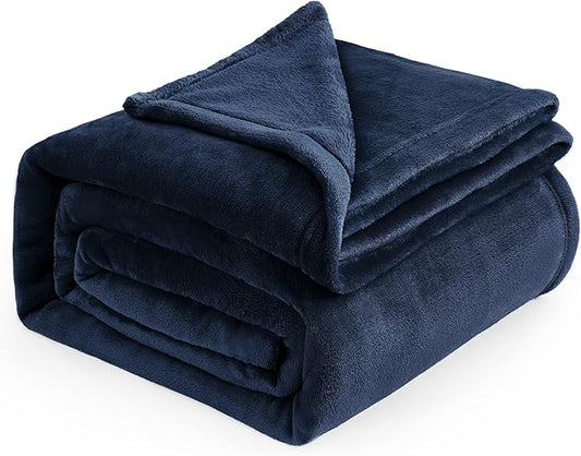 Bedsure GentleSoft Fleece Bed Blankets Large Size Navy - Soft Lightweight Fuzzy Cozy Luxury Oversized King Blanket Microfiber, Room Home Decor Gifts for Women and Men, 120x120 inches